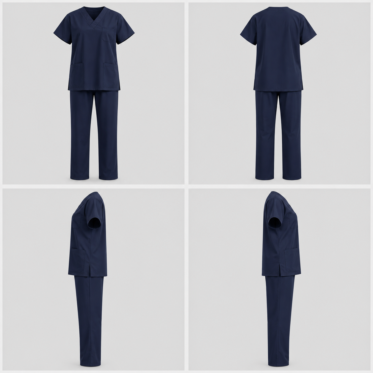 Short-Sleeve Medical Set — Navy, four-way catalogue view